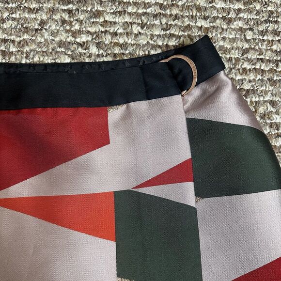 Ted Baker Redda Sahara Faux-Wrap Skirt Lined Zip Size 2 US 6 Holiday Christmas - Picture 7 of 16
